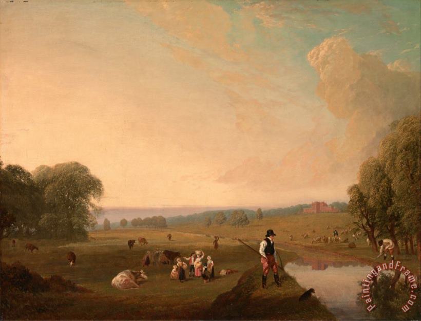 A View of Theobald's Park, Hertfordshire painting - John James Chalon A View of Theobald's Park, Hertfordshire Art Print