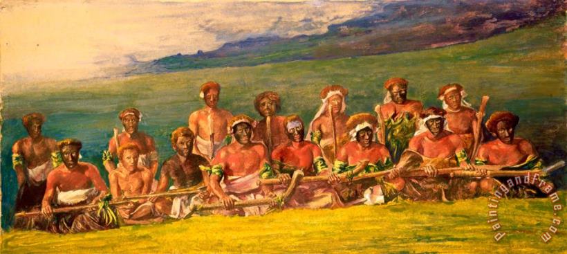 John LaFarge Chiefs And Performers in War Dance, Fiji Art Print
