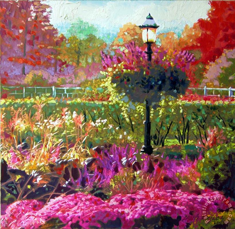 John Lautermilch Gas Light in the Garden Art Painting