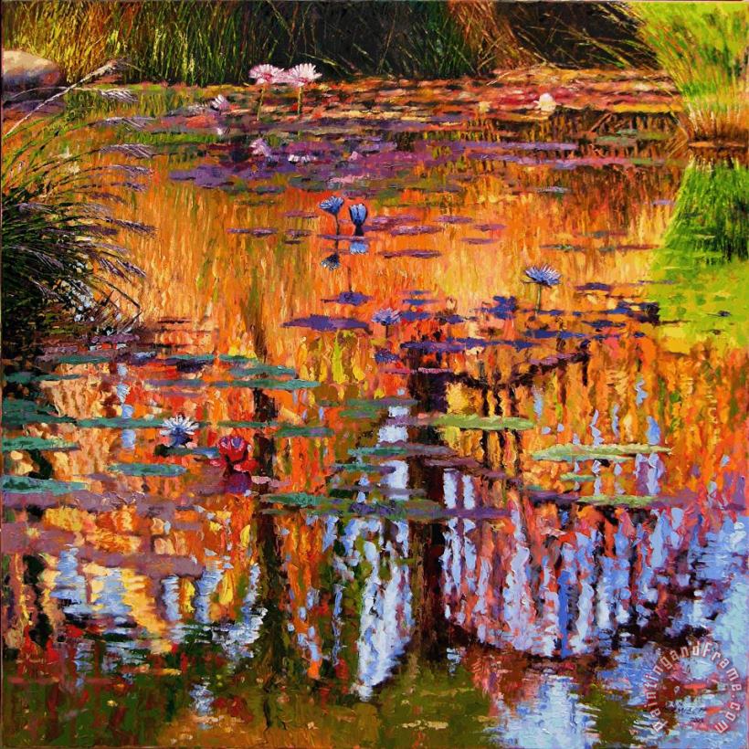 Ripples on Fall Pond painting - John Lautermilch Ripples on Fall Pond Art Print