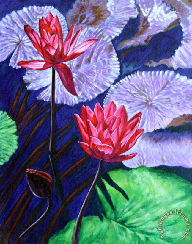 Two Red Lilies painting - John Lautermilch Two Red Lilies Art Print