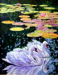 John Lautermilch Two Swans in the Lilies