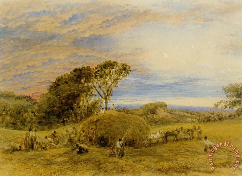 The Harvest Field painting - John Linnell The Harvest Field Art Print