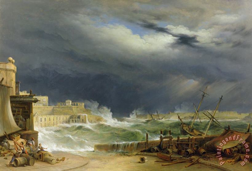 Storm Malta painting - John or Giovanni Schranz Storm Malta Art Print