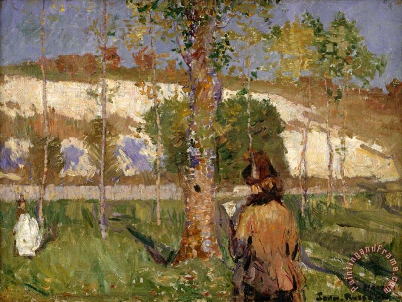 Madame Sisley on The Banks of The Loing at Moret painting - John Peter Russell Madame Sisley on The Banks of The Loing at Moret Art Print