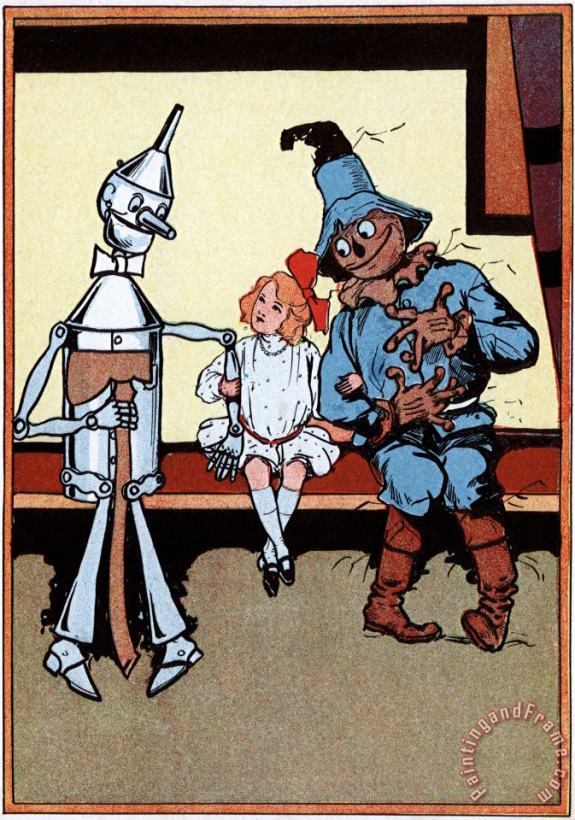 Land of Oz: Dorothy with Scarecrow And Tin Woodman painting - John R. Neill Land of Oz: Dorothy with Scarecrow And Tin Woodman Art Print