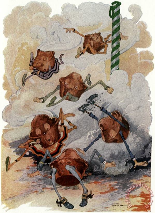 Land of Oz: Personified Muffins Tumbling Out of Steam painting - John R. Neill Land of Oz: Personified Muffins Tumbling Out of Steam Art Print