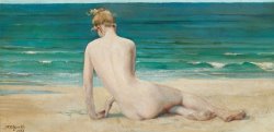 John Reinhard Weguelin Nude Seated On The Shore