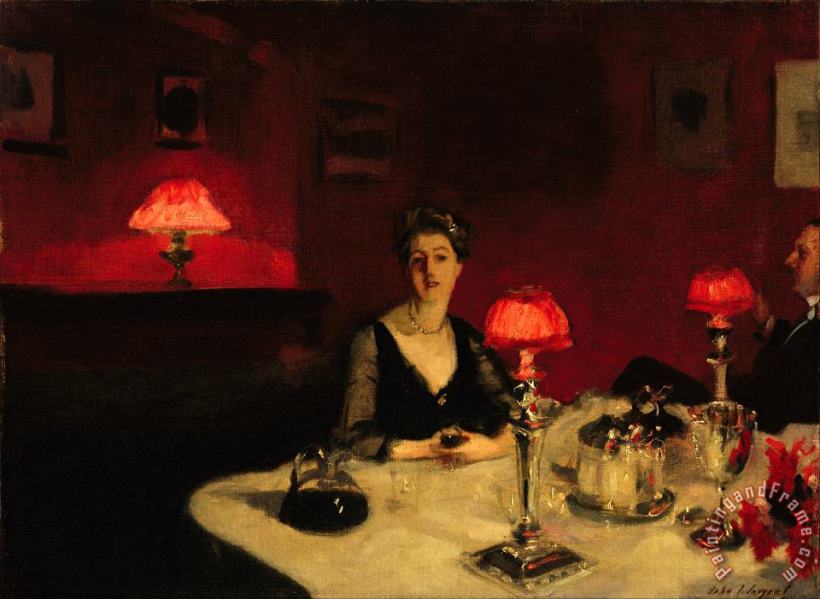 John Singer Sargent Le Verre De Porto (a Dinner Table at Night) Art Painting