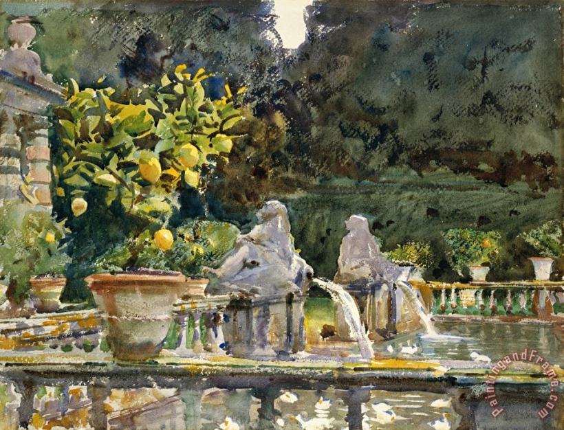 John Singer Sargent Villa Di Marlia, Lucca a Fountain Art Painting
