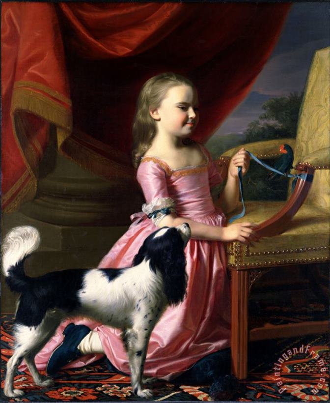 John Singleton Copley Young Lady with a Bird And a Dog Art Painting