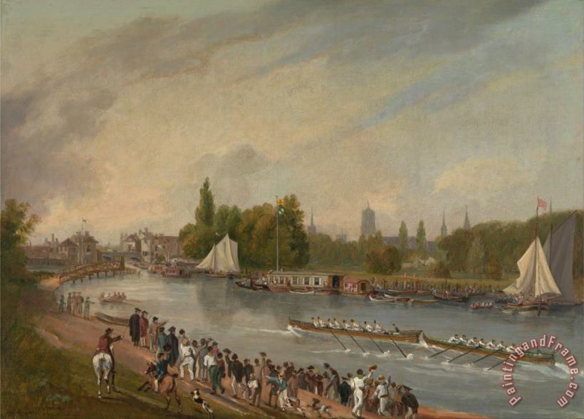 John Whessell A Boat Race on The River Isis, Oxford Art Painting