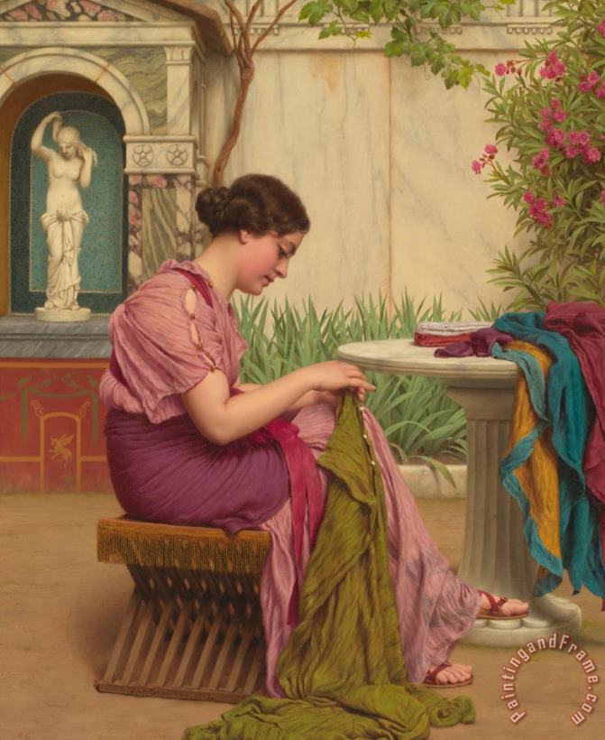 A Stitch Is Free Or A Stitch In Time 1917 painting - John William Godward A Stitch Is Free Or A Stitch In Time 1917 Art Print