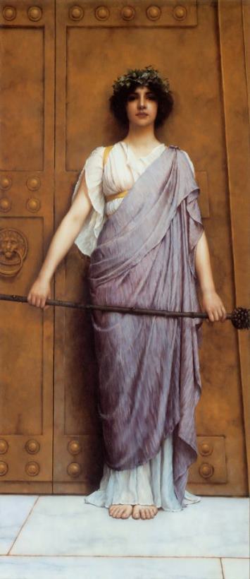 John William Godward At The Gate of The Temple Art Painting