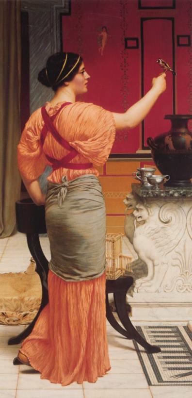 John William Godward Lesbia with Her Sparrow Art Painting