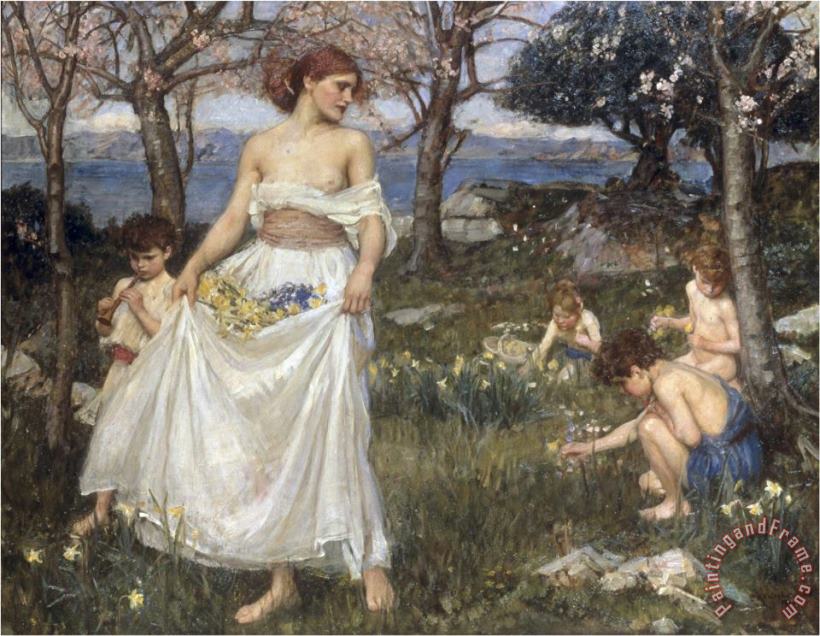 John William Waterhouse A Song of Springtime 1913 Art Painting