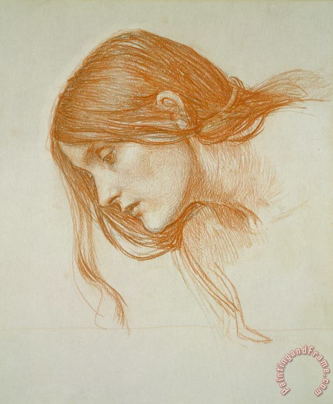 Study of a Girls Head painting - John William Waterhouse Study of a Girls Head Art Print