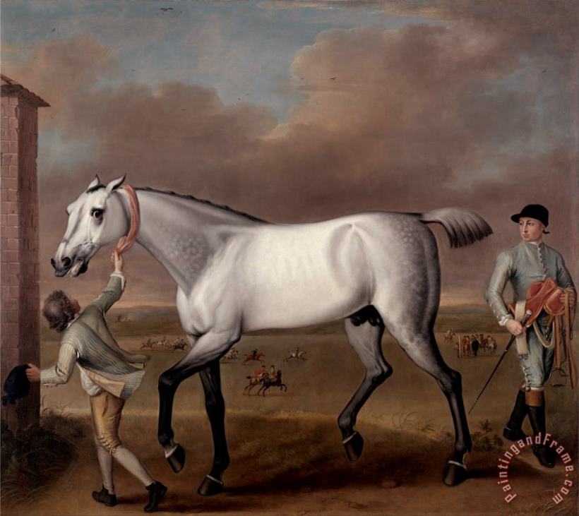 The Duke of Hamilton's Grey Racehorse, 'victorious,' at Newmarket painting - John Wootton The Duke of Hamilton's Grey Racehorse, 'victorious,' at Newmarket Art Print