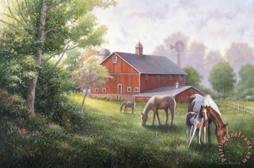 Horse Barn painting - John Zaccheo Horse Barn Art Print