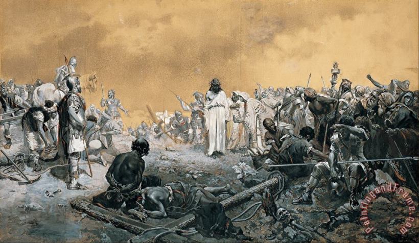 The Arrival at Calvary painting - Jose de Echenagusia The Arrival at Calvary Art Print