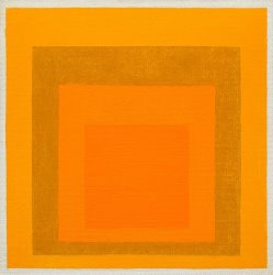 Josef Albers Study to Homage to The Square Two Warm Orange with Greenish And Pale Yellow, 1958