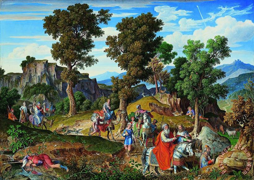 Joseph Anton Koch Serpentara Landscape with The Procession of The Magi Art Painting