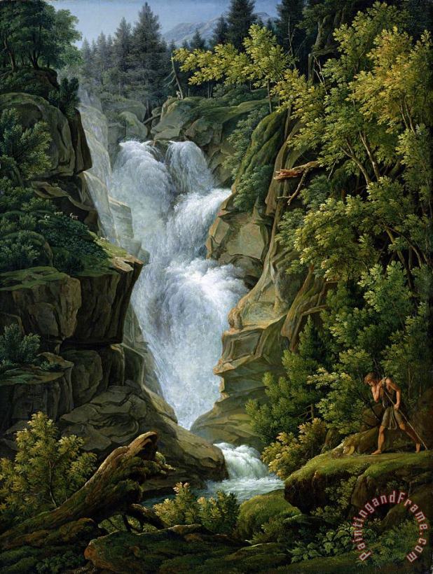 Joseph Anton Koch Waterfall in the Bern Highlands Art Painting