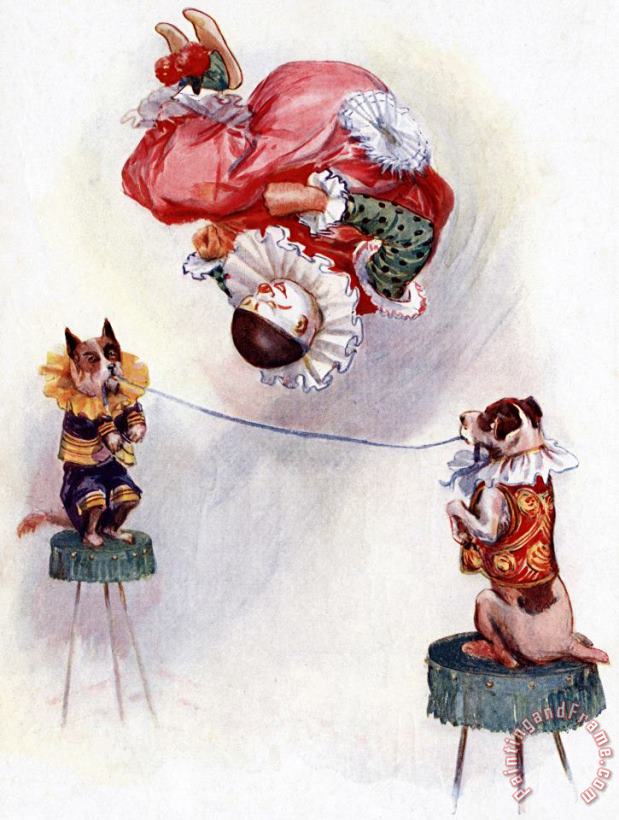 Joseph Finnemore Dog And Clown Circus Act Art Painting