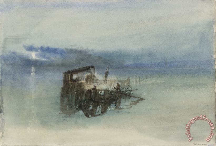 Joseph Mallord William Turner Fishermen on The Lagoon, Moonlight Art Painting