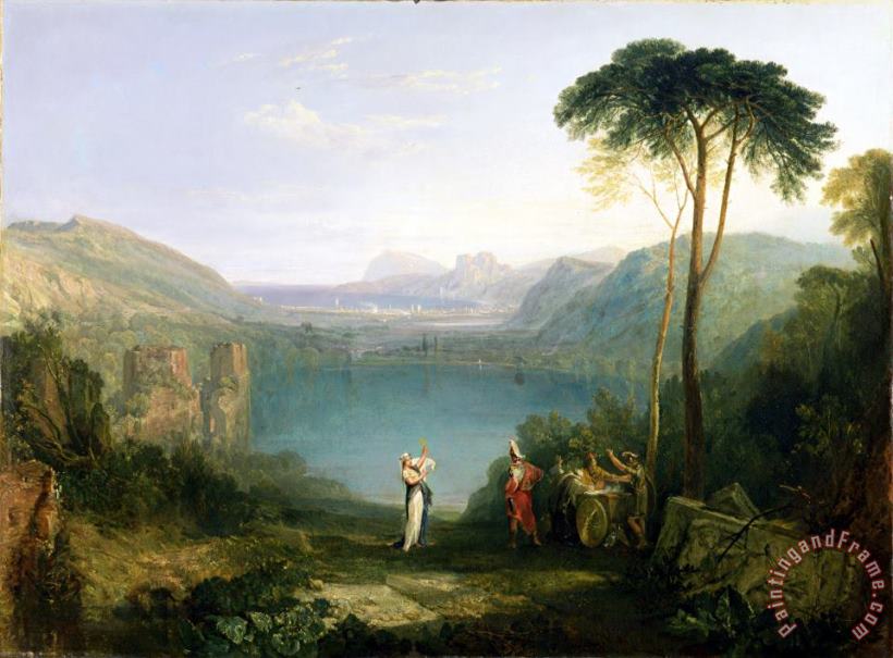 Lake Avernus - Aeneas and the Cumaean Sibyl painting - Joseph Mallord William Turner Lake Avernus - Aeneas and the Cumaean Sibyl Art Print