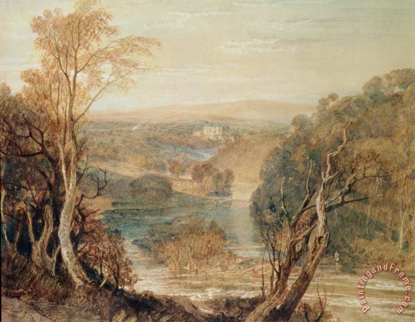 The River Wharfe with a Distant View of Barden Tower painting - Joseph Mallord William Turner The River Wharfe with a Distant View of Barden Tower Art Print
