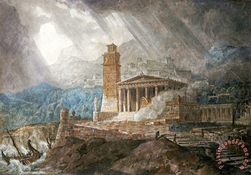 Joseph Michael Gandy A Capriccio of a Roman Port During a Storm Art Painting