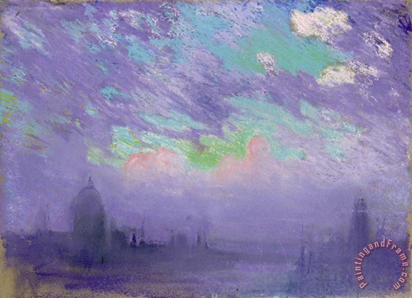 Green, Blue And Purple (view of London) painting - Joseph Pennell Green, Blue And Purple (view of London) Art Print