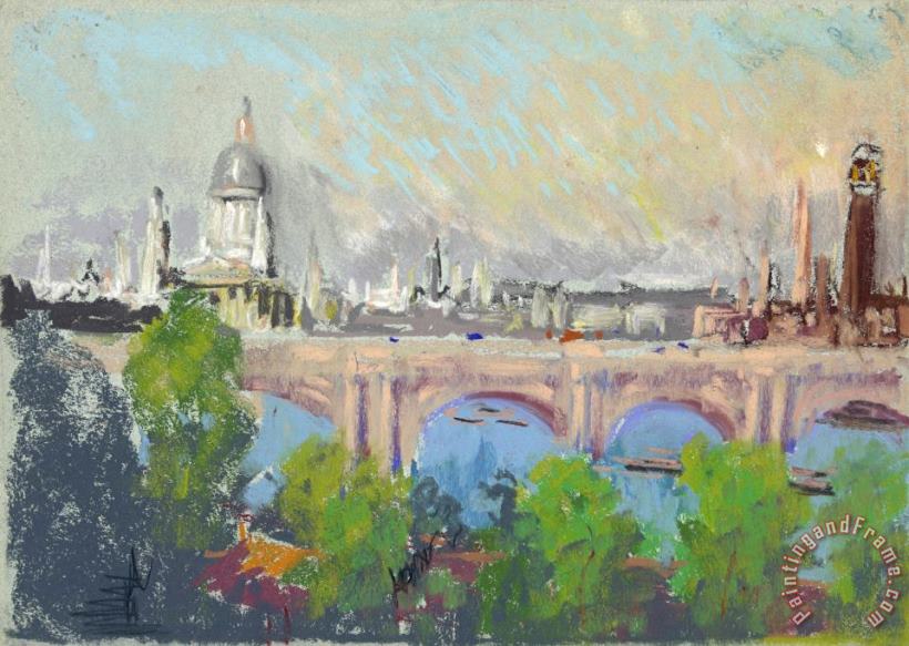 Joseph Pennell London Over Waterloo Bridge Art Painting