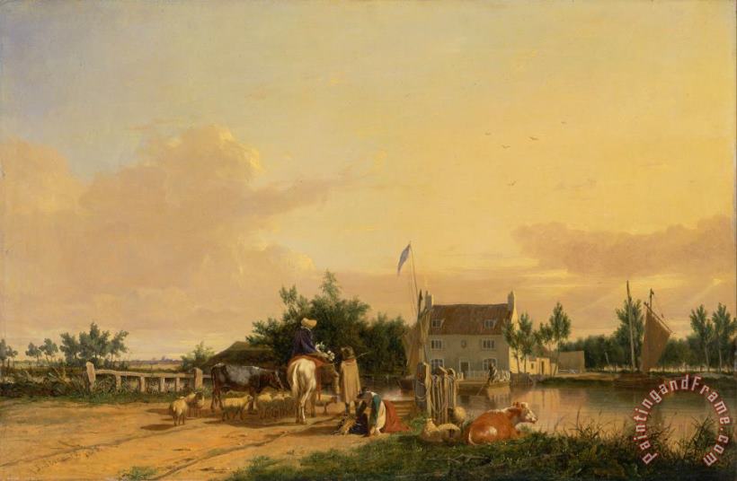 Buckenham Ferry, on The River Yare, Norfolk painting - Joseph Stannard Buckenham Ferry, on The River Yare, Norfolk Art Print