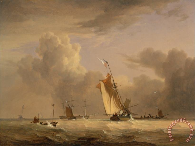 Joseph Stannard Fishing Smack And Other Vessels in a Strong Breeze Art Print