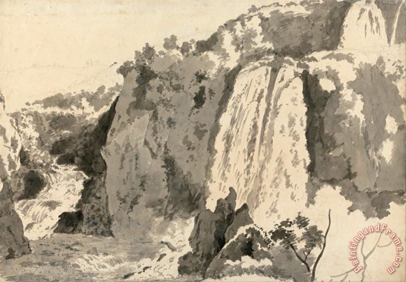 Joseph Wright  Rocky Landscape with Waterfalls Art Painting