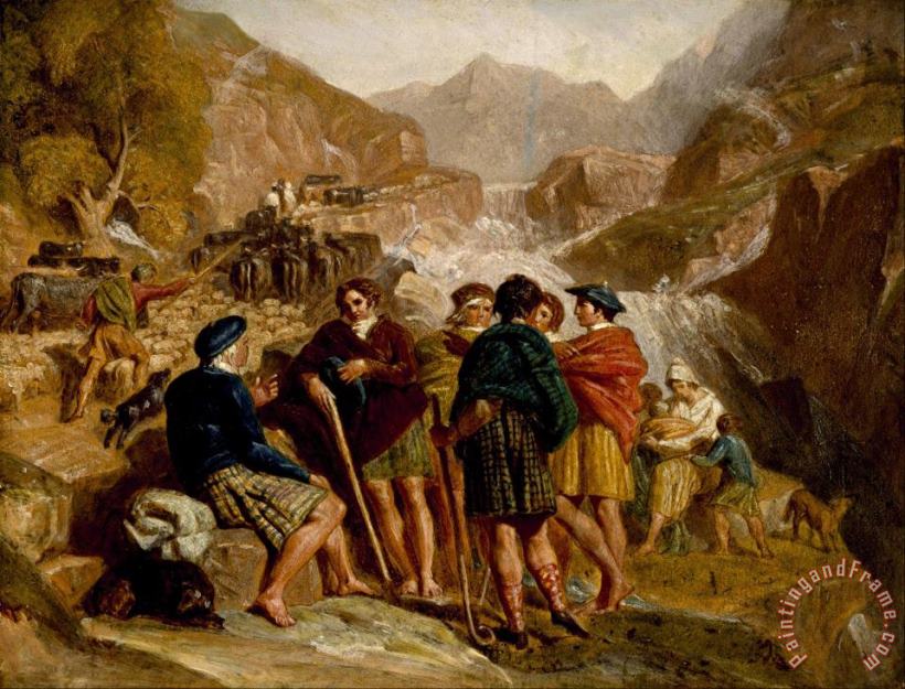 Highlanders Consulting painting - Joshua Cristall Highlanders Consulting Art Print