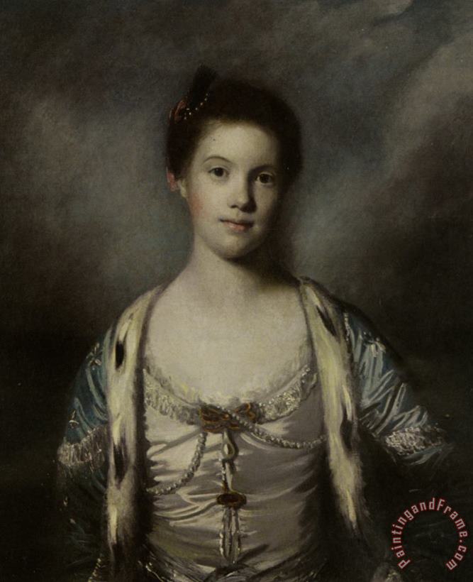 Portrait of Bridget Moris in a White Silk Dress painting - Joshua Reynolds Portrait of Bridget Moris in a White Silk Dress Art Print