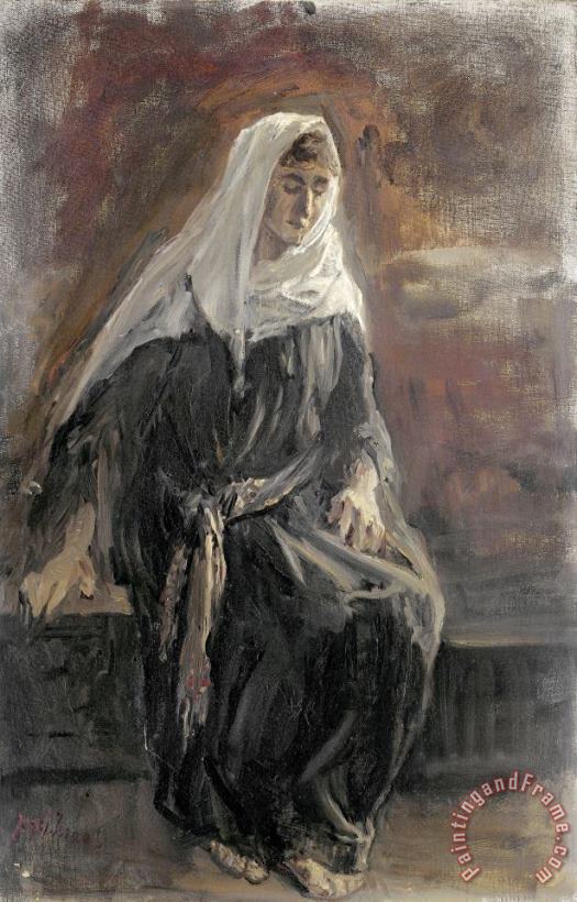 Zittende Vrouw, Ws. Michal painting - Jozef Israels Zittende Vrouw, Ws. Michal Art Print