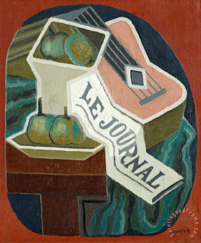 Compotier Et Journal, 1925 painting - Juan Gris Compotier Et Journal, 1925 Art Print