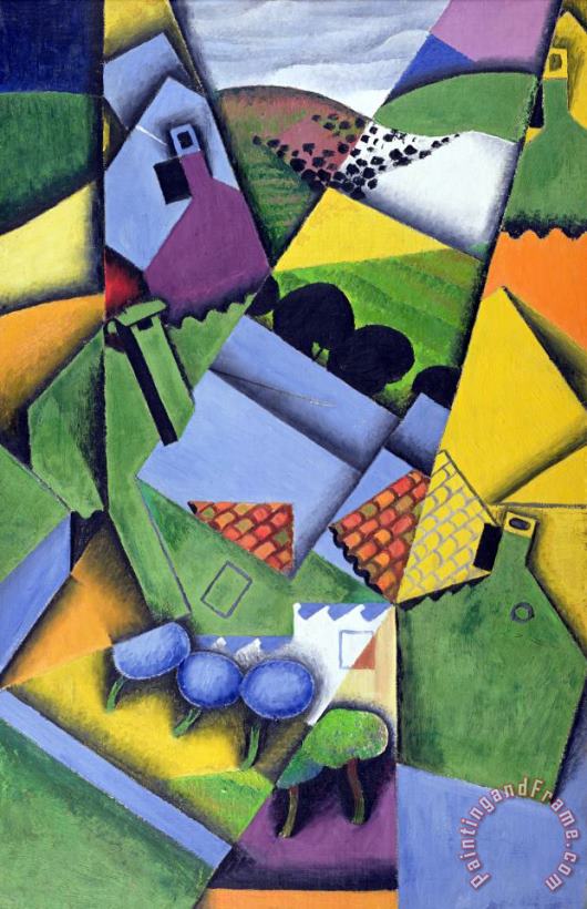 Landscape and Houses at Ceret painting - Juan Gris Landscape and Houses at Ceret Art Print