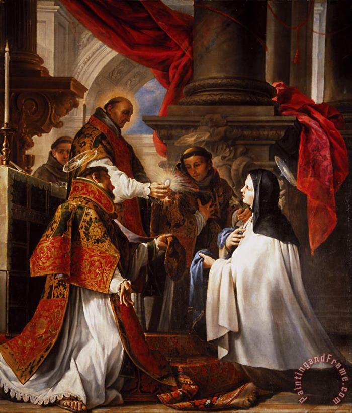 The Communion of Saint Theresa painting - Juan Martin Cabezalero The Communion of Saint Theresa Art Print