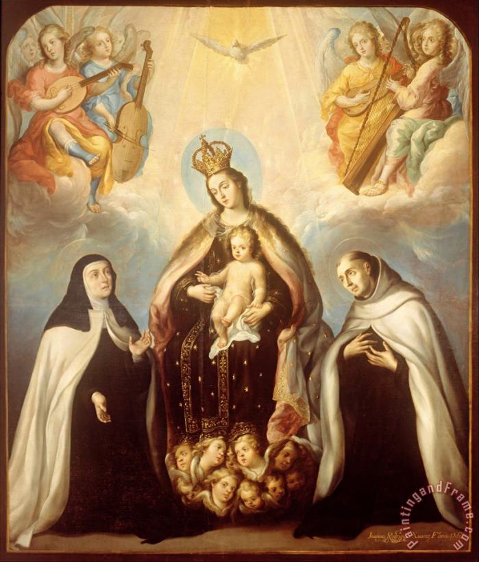Juan Rodriguez Juarez The Virgin of The Carmen with Saint Theresa And Saint John of The Cross Art Print
