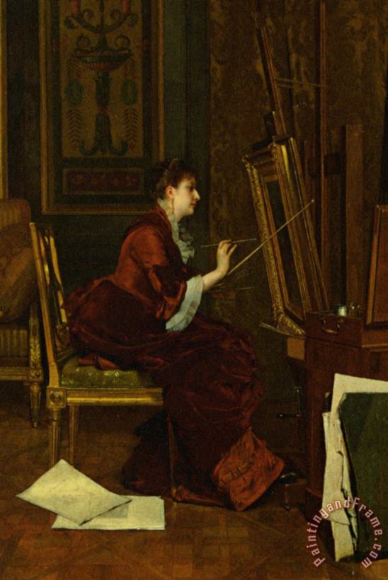 Jules Adolphe Goupil The Artist in Her Studio Art Painting