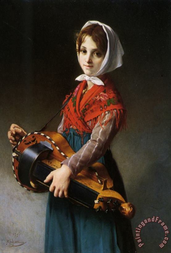 Jules Richomme The Hurdy Gurdy Girl Art Painting