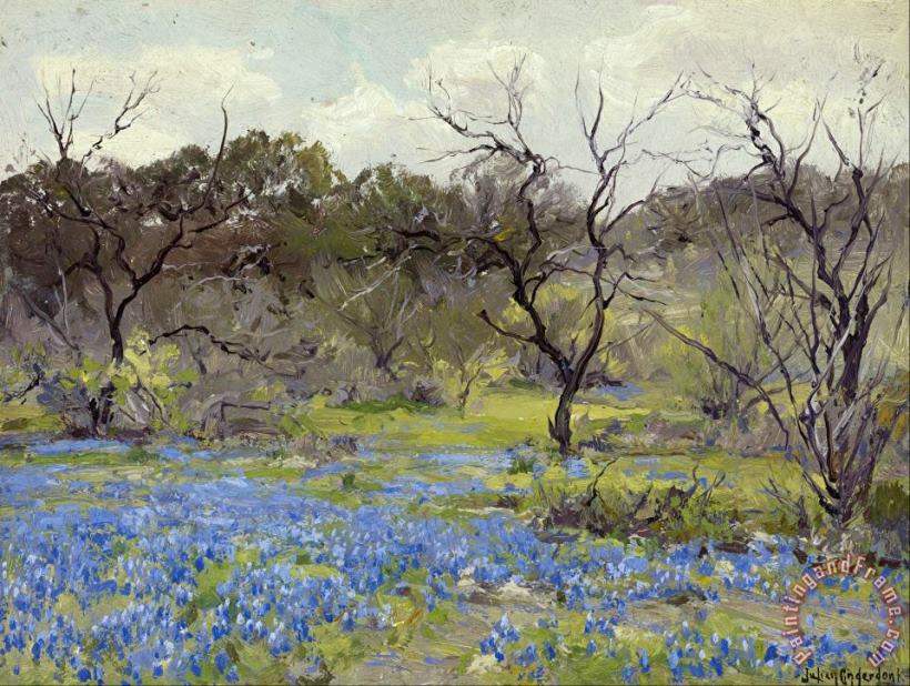 Early Spring鈥攂luebonnets And Mesquite painting - Julian Onderdonk Early Spring鈥攂luebonnets And Mesquite Art Print