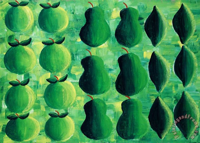 Apples Pears And Limes painting - Julie Nicholls Apples Pears And Limes Art Print