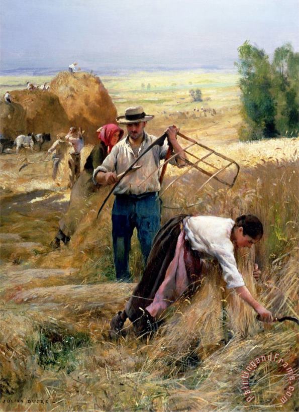 Harvesting painting - Julien Dupre Harvesting Art Print