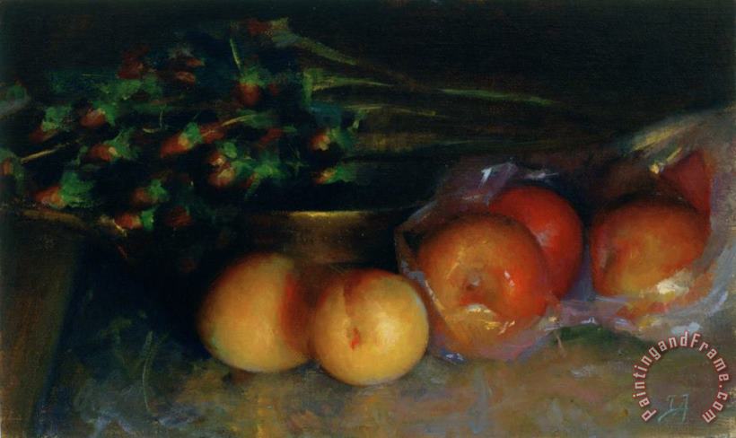Apricots painting - Juliette Aristides Apricots Art Print